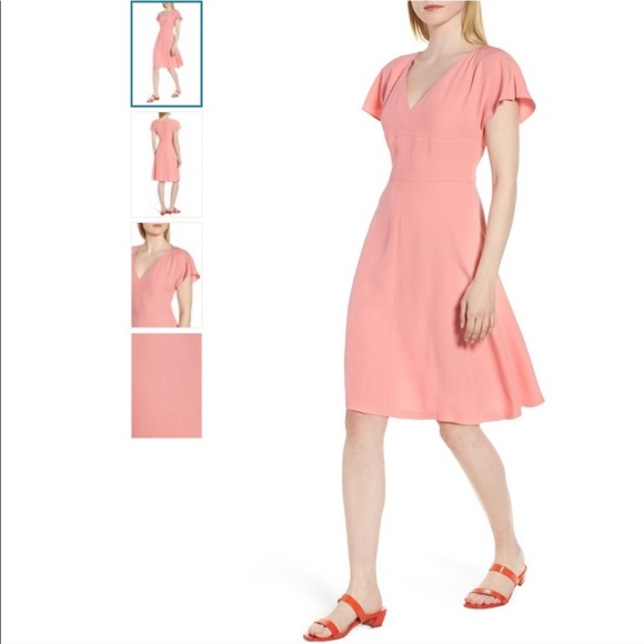 Lewit Dresses & Skirts - Lewit Nordstrom Pink Coral Fit & Flare Crepe Dress